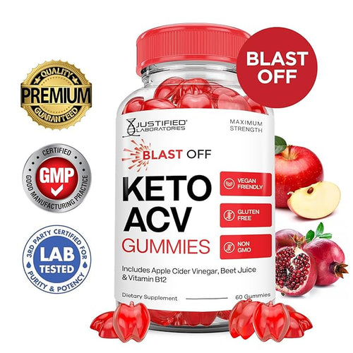 (10 Pack) Blast Off Keto ACV Gummies Advanced Formula 1000MG Blsat Off Keto Gummies Apple Cider Vinegar Formulated with Pomegranate Beet Juice Powder B12 Vegan Non GMO 600 Gummys