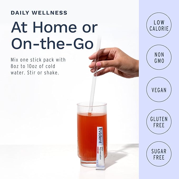 Skin Rejuvenation Powder – Collagen Supplement w/Resveratrol, Sodium Hyaluronate, CollaBZEn, Vitamins C & E – Supports Elasticity, Hydration, Firmness – 30 Stick Packs, Cherry Lime