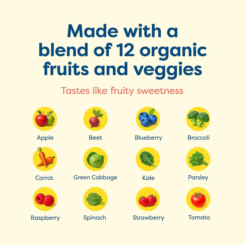 Hiya Kids Multivitamin – 15+ Essential Vitamins & Minerals with Fruits & Veggies for Ages 2+, Supports Growth, Development & Immune, 0g Sugar – 20 Stick Packs for Toddlers & Kids