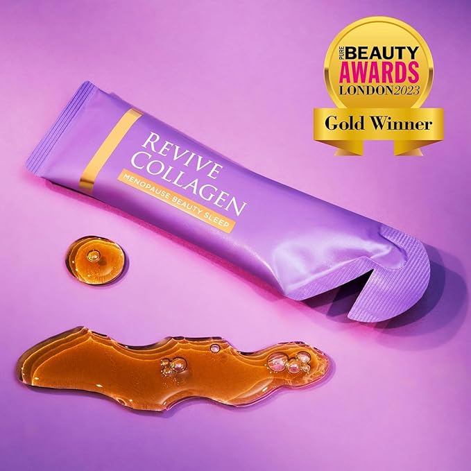 Revive Collagen Menopause Beauty Sleep — Hydrolyzed Marine Collagen Drink for Women, 7,500MG, Zinc, Chicory Root Fiber, Vitamin D & K, Supports Sleep Quality, Apple & Blackcurrant Flavour — 28 Sachets