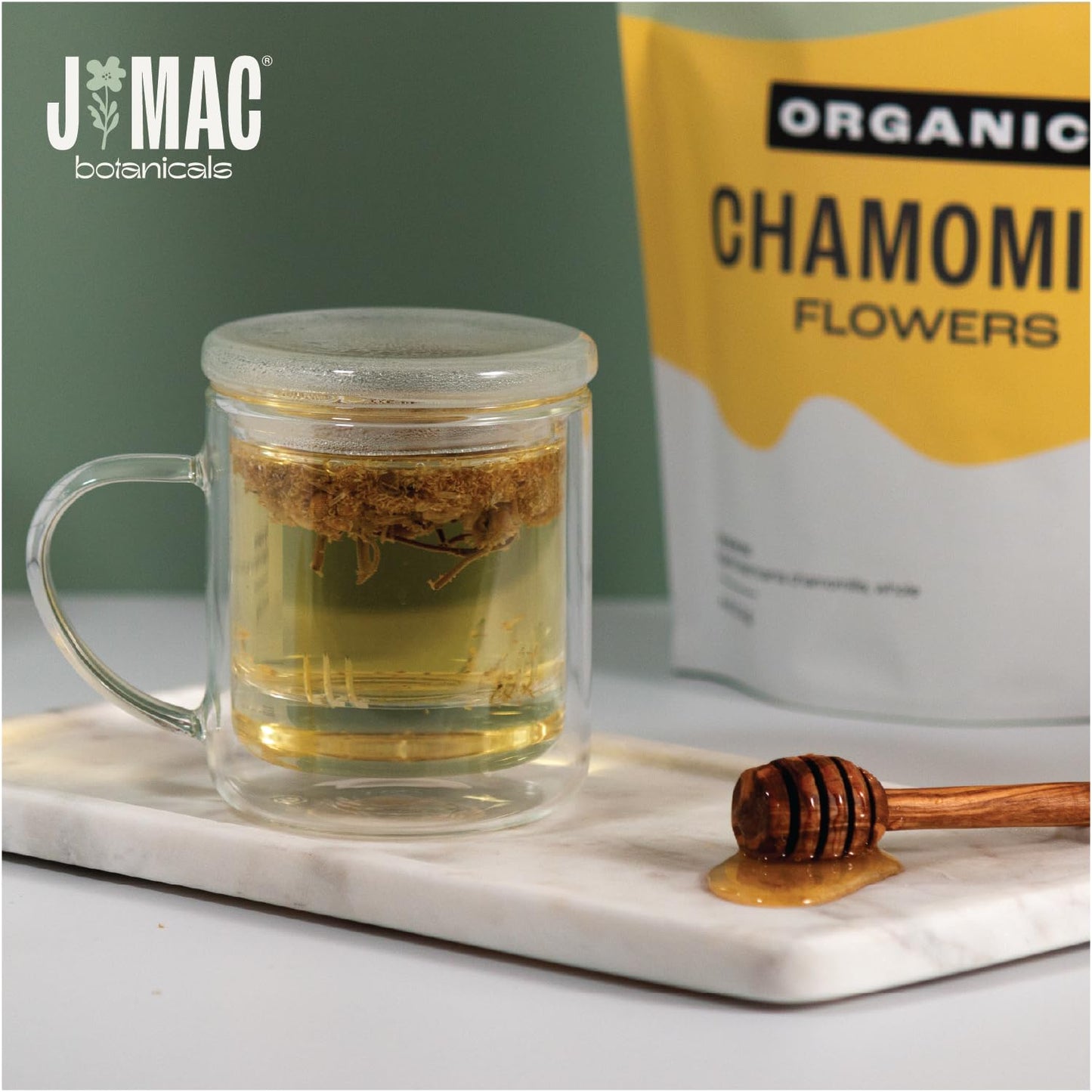 J Mac Botanicals, Organic Chamomile Flowers (1 pound), Certified USDA Organic. Whole Dried Chamomile Flower, Loose Leaf Tea