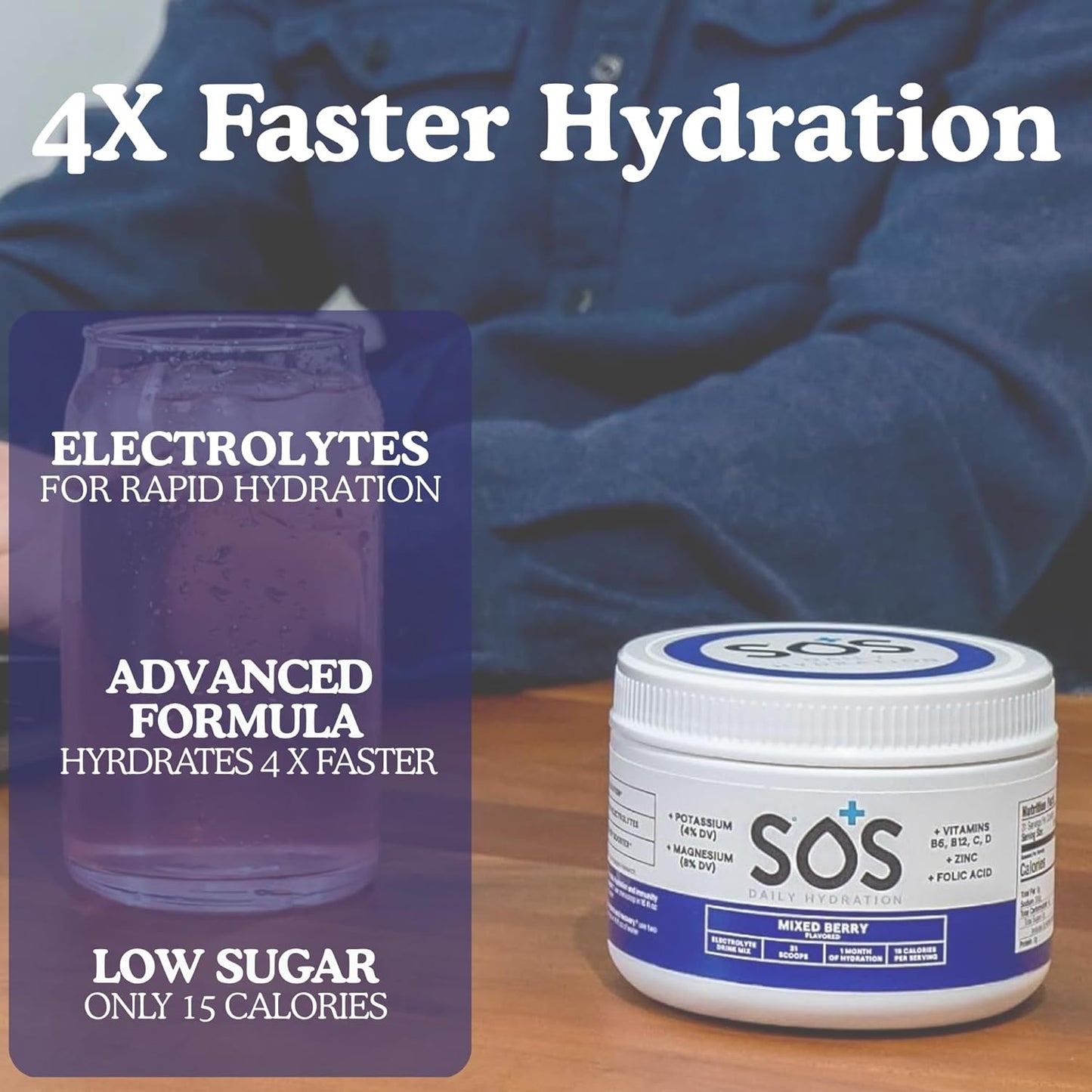 SOS Hydration ORS Electrolyte Powder Stick Packs | Oral Rehydration Solution | Low Sugar | Rapid Rehydration | Made in USA | Keto | Mixed Berry | 31 Servings