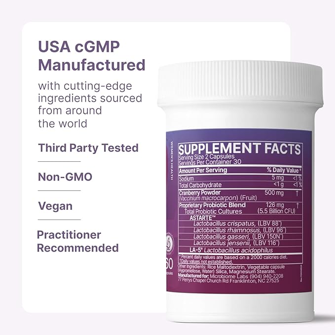 Microbiome Labs Vaginal Balance - Vaginal Probiotics for Women with Lactobacillus Gasseri - Feminine Care to Encourage pH Balance for Women, Reduce Discomfort & Support Gut Health (60 Capsules)