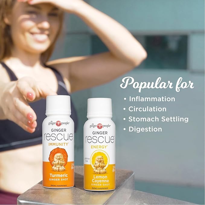 Ginger Rescue Shots by The Ginger People – Energy Boosting, Caffeine Free Energy, Digestive Heath, Lemon Cayenne Flavor, 2 Fl Oz (Pack of 144)