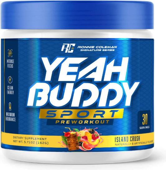 Ronnie Coleman Signature Series New Pre Workout Powder for Women & Men, Preworkout with Amino Acid Beta Alanine, L Citrulline, Caffeine for Energy Support, Endurance & Focus, Island Crush, 30 Serving