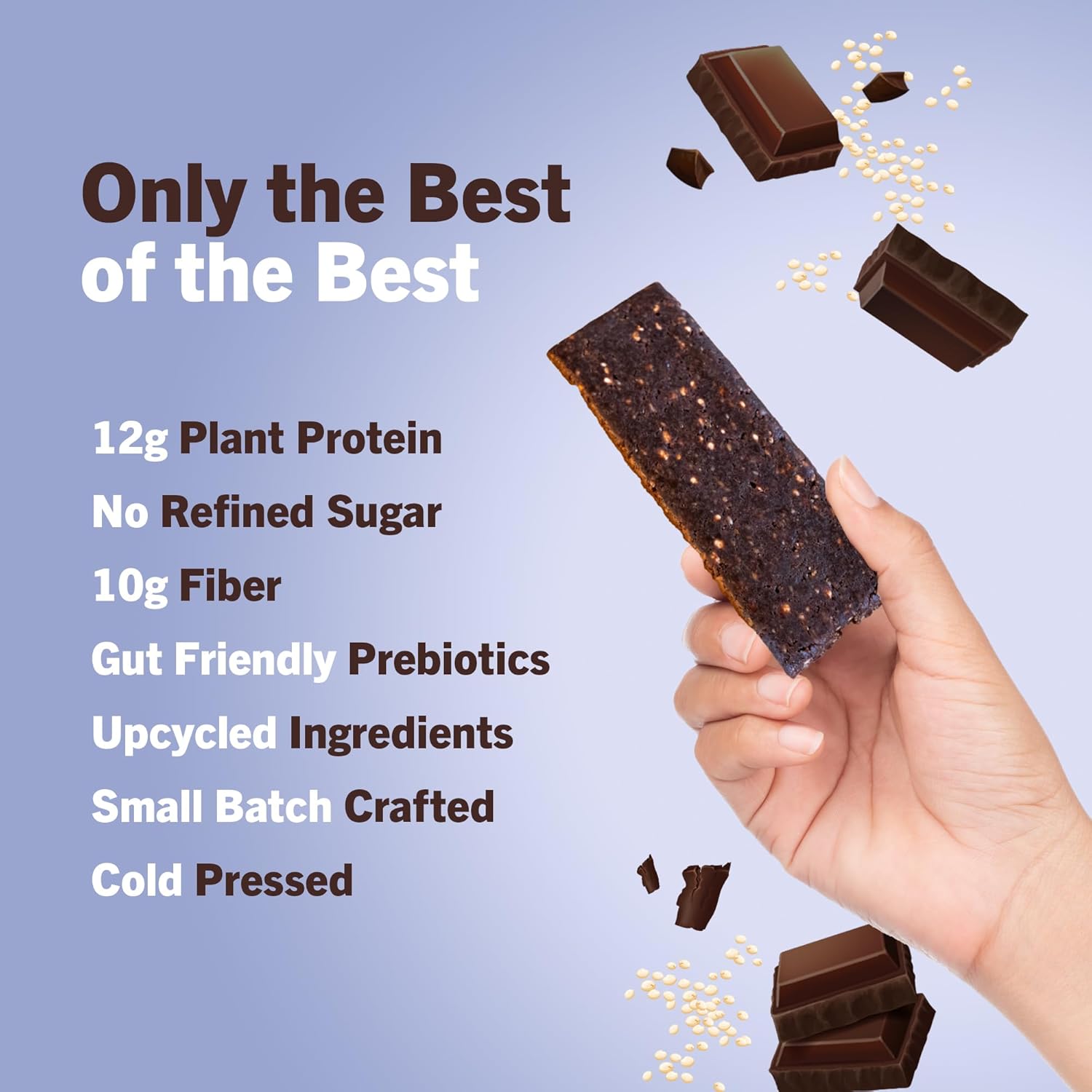 Amrita Nut Free Dark Chocolate Quinoa Vegan Protein Bars (12 Count) | 12g Plant-Based Protein Bar | Peanut Free, Gluten Free, and Dairy Free | Low Sugar, High Fiber, Healthy School-Safe Snacks