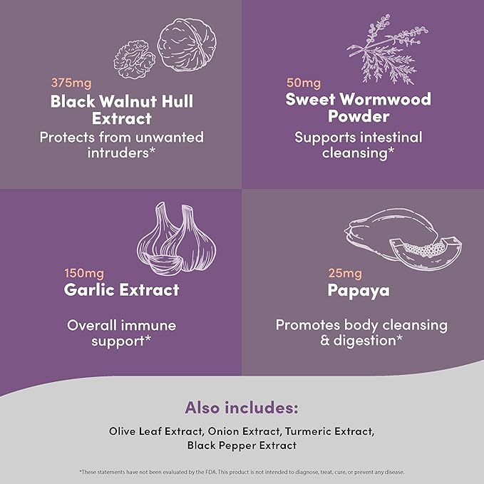 Reset Your Gut & Feel Lighter - ParaCleanse Herbal Supplements for Humans, Formula for Internal Balance, Digestive Comfort & a Clean, Fresh Start with Black Walnut, Wormwood & Olive Leaf (60 Capsules)