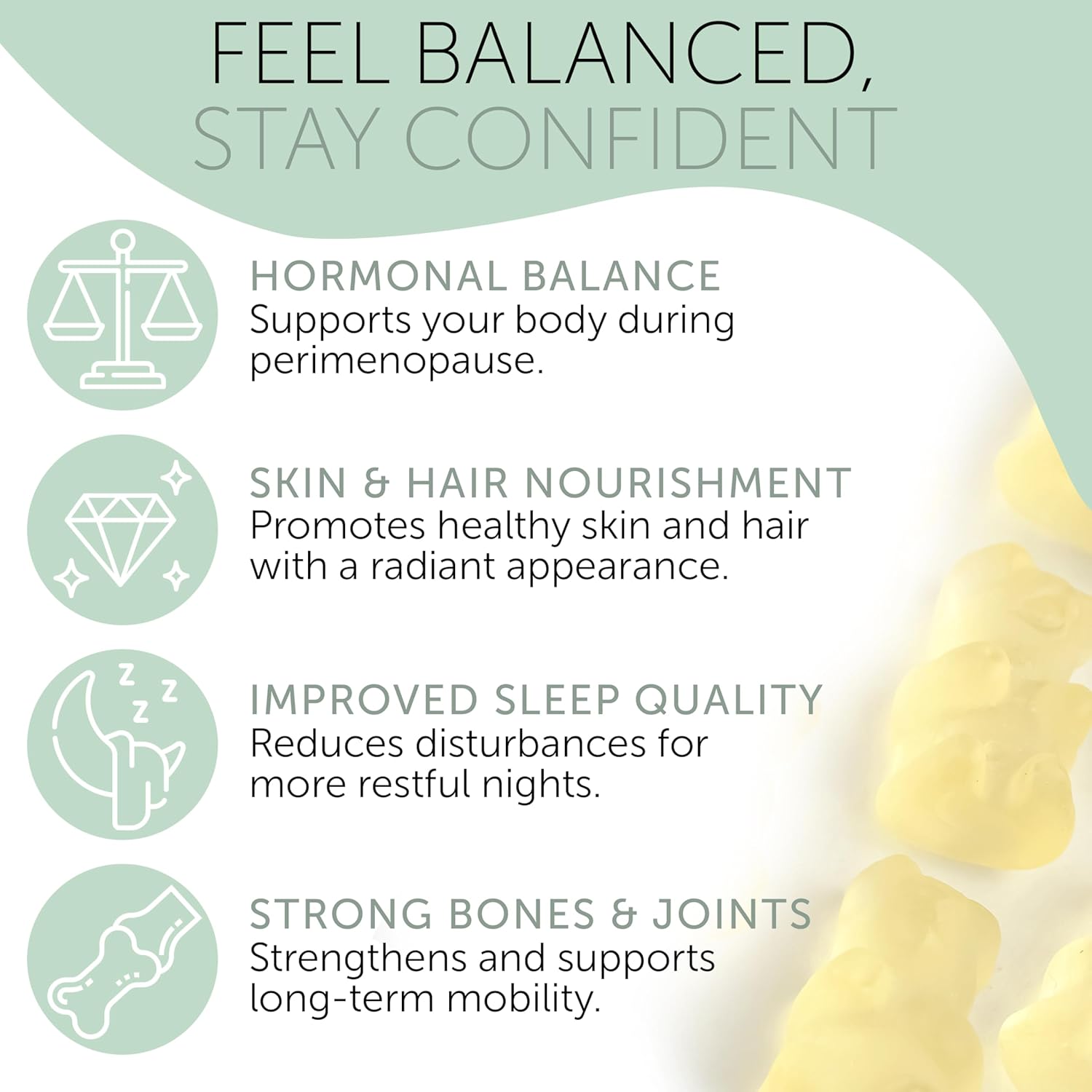 Perimenopause Supplements Women | Premenopausal Gummy Vitamins | Relief for Hormonal Balance & Mood Swings | Supports Menstrual Cycle Regulation | 60 Vegan Gummies