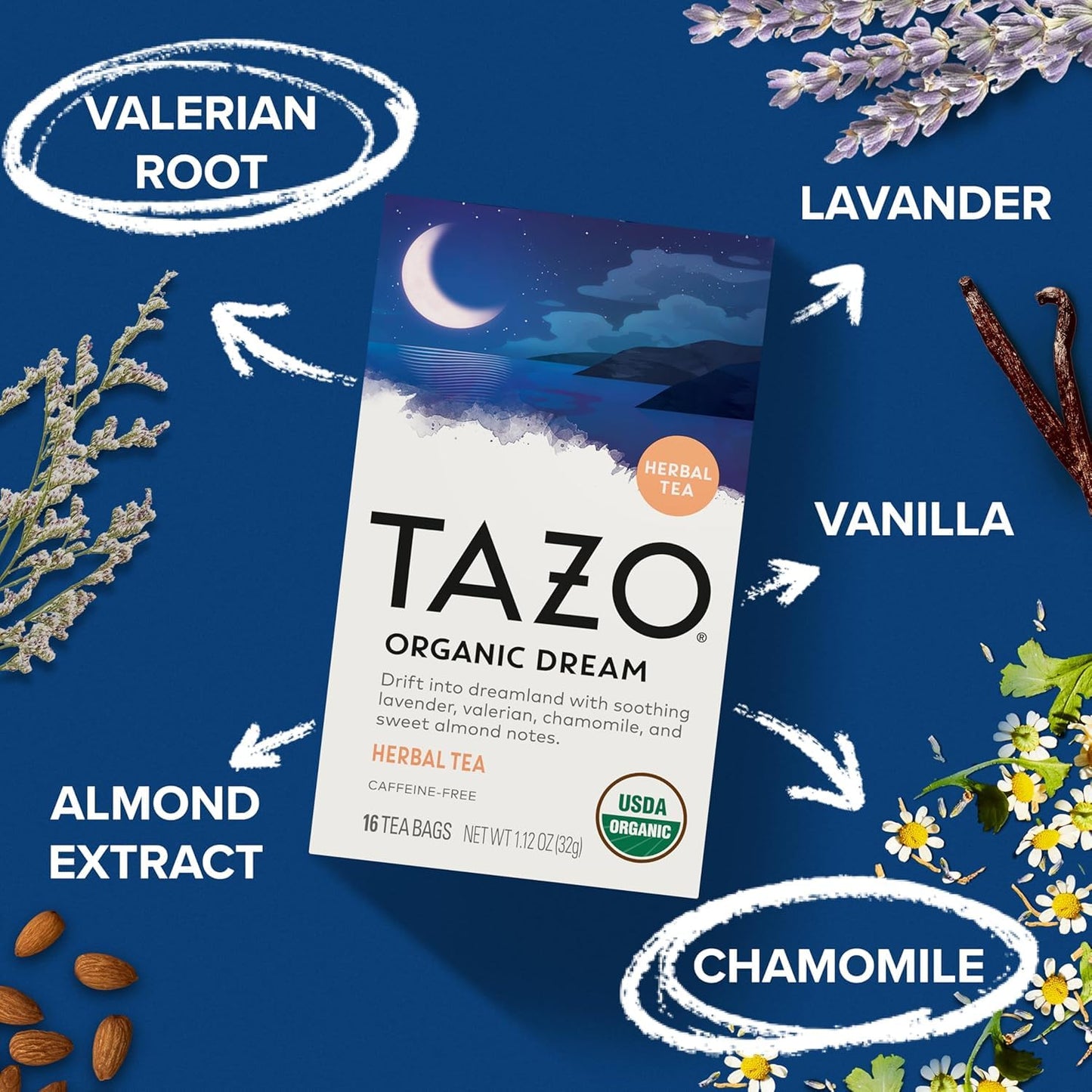 TAZO Tea Bags, Regenerative Organic Zen, Calm Chamomile & Herbal Organic Dream 16 CT (1ea) (Variety Pack)