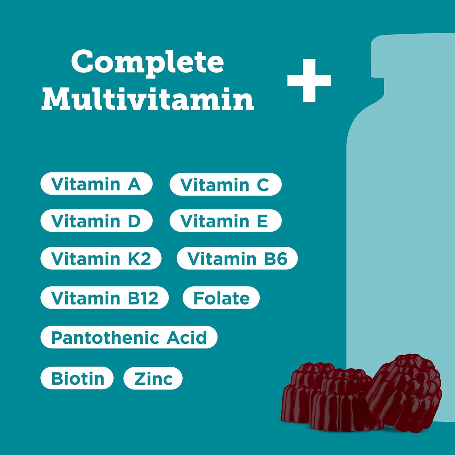 Hyland's Kids Multivitamin + Brain & Eye Health, Sugar Free Natural Mixed Berry Flavored Gummies with Choline, Lutein & Omegas, 60ct Bottle