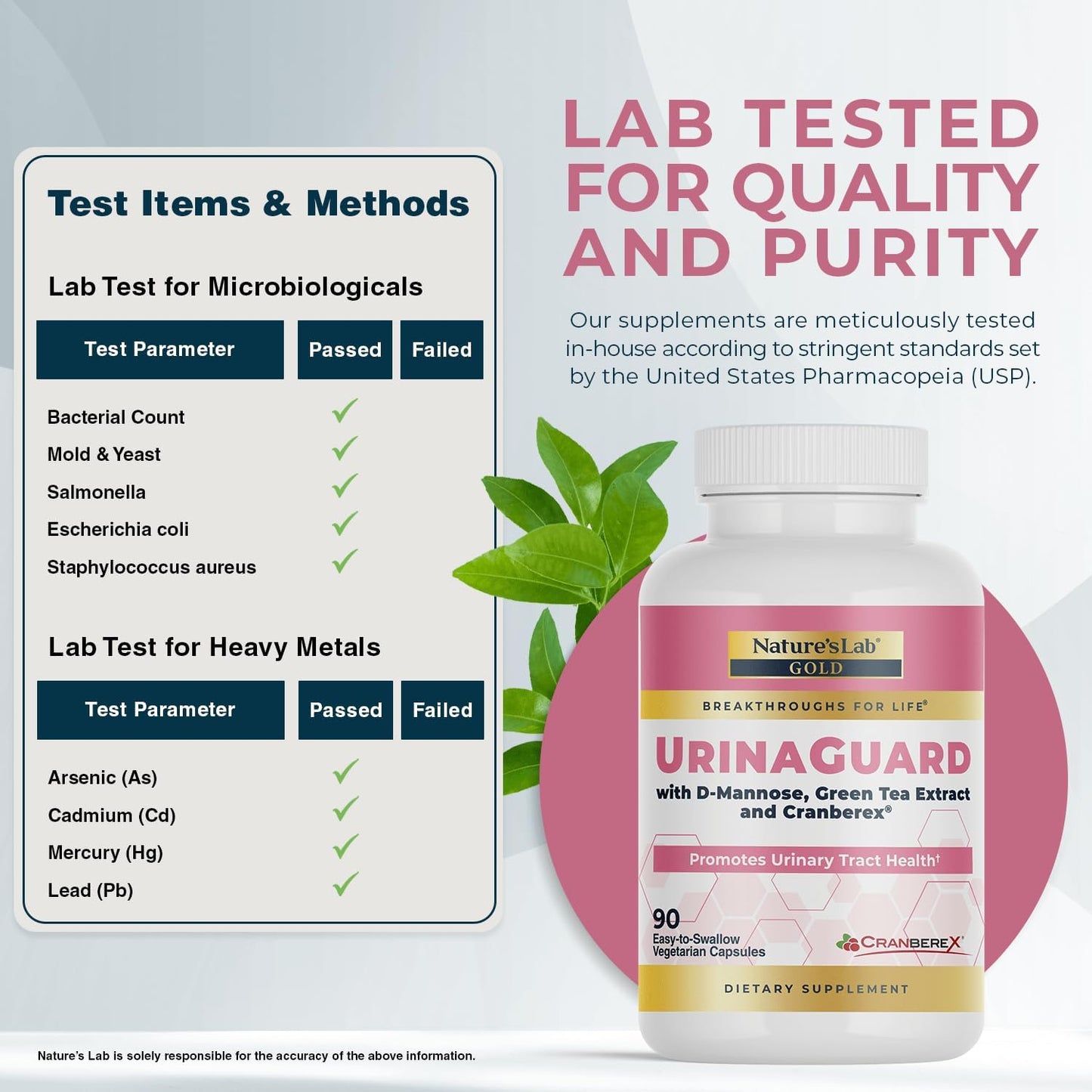 Nature's Lab Gold UrinaGuard - Premium Urinary Tract Support with D-Mannose, Cranberry Extract & Green Tea - 90 Vegetarian Capsules for Women's Bladder Health