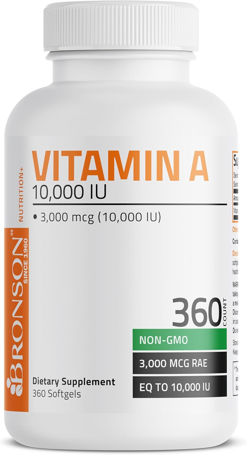Bronson Vitamin A 10,000 IU Premium Non-GMO Formula Supports Healthy Vision & Immune System and Healthy Growth & Reproduction, 360 Softgels