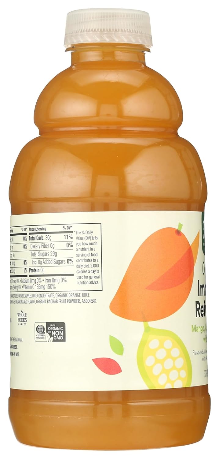 Whole Foods Market, Juice Mango Apple Orange Baobab Organic, 32 Fl Oz (Pack of 3)