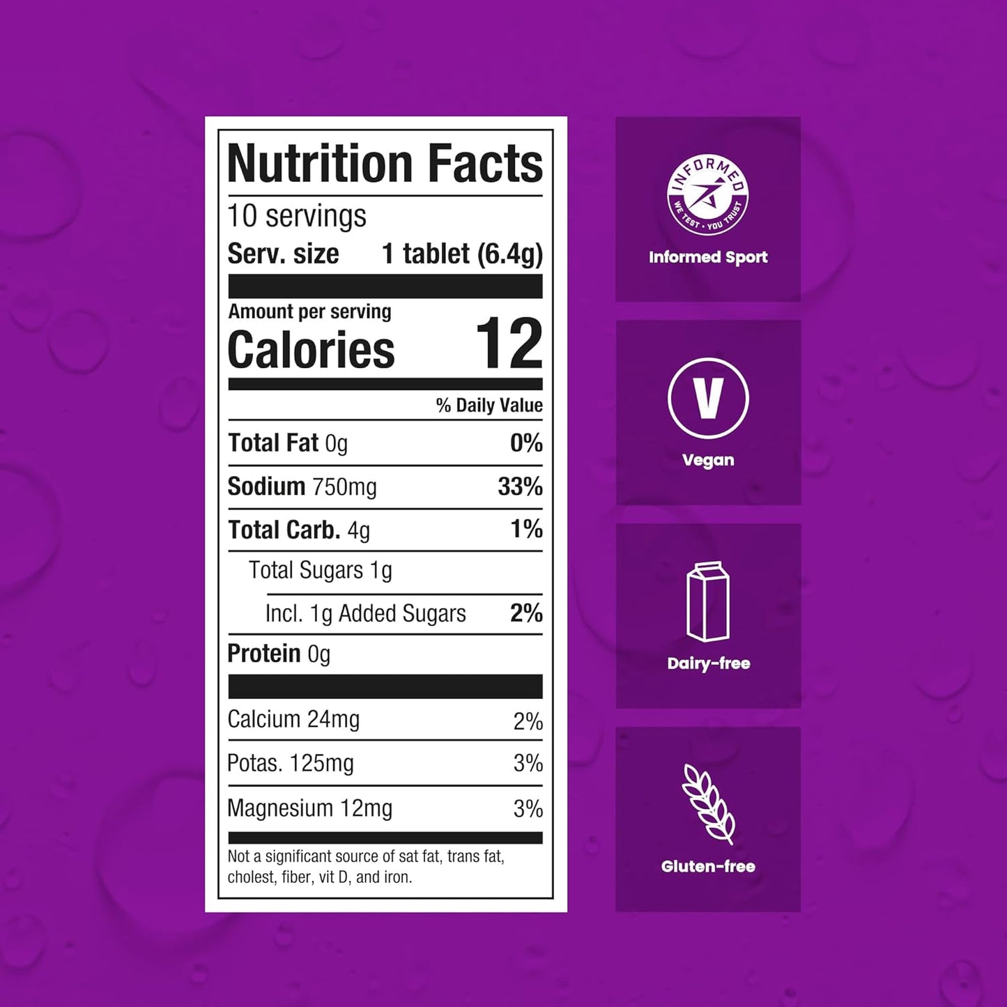 Precision Hydration Lite Electrolyte Drink - Multi Strength Effervescent Hydration Tablets - Combats Cramp - Low Calorie, Gluten Free, Vegan/Vegetarian Friendly, NSF (1 Tube, 1500mg/L - Purple Tube)