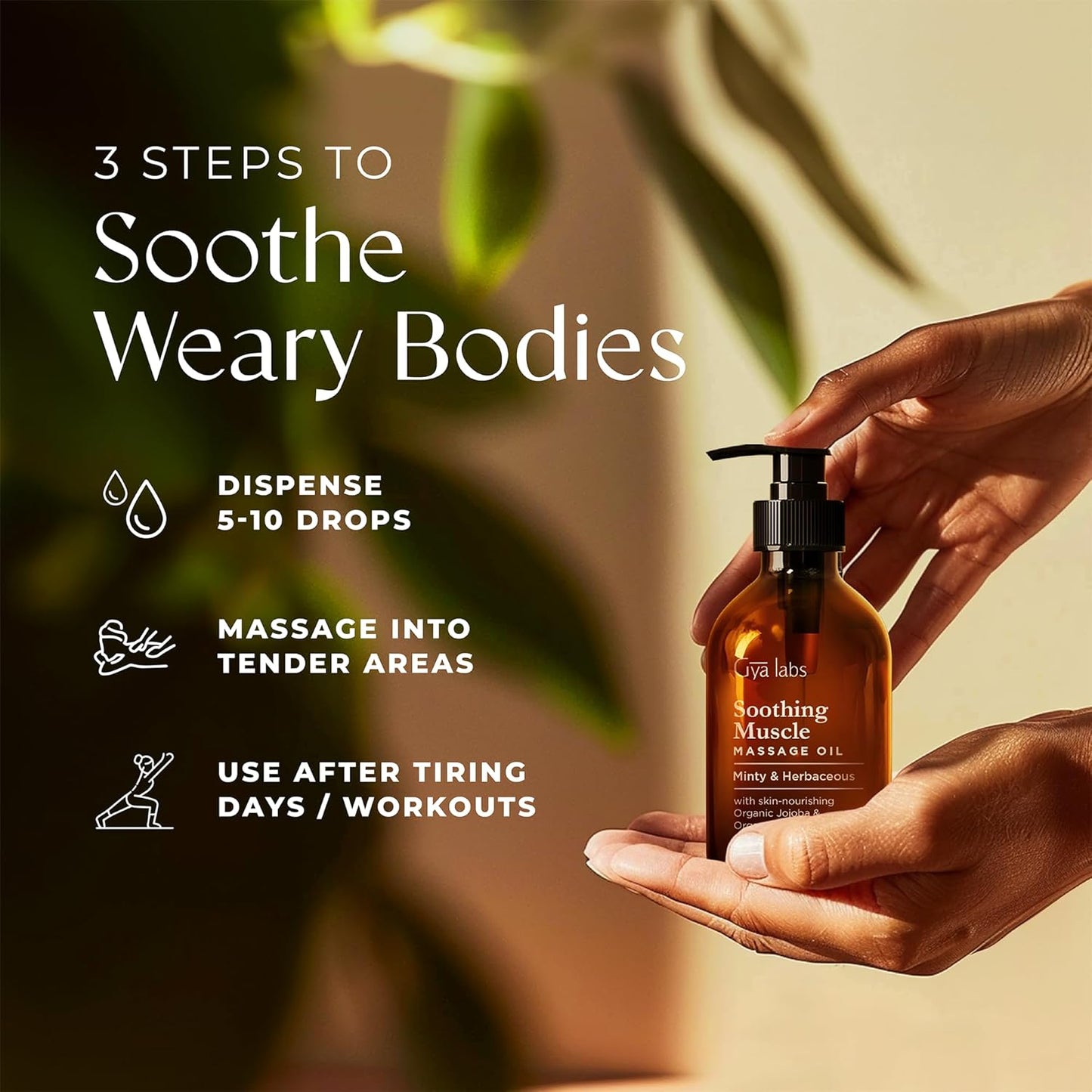 Gya Labs Soothing Massage Oil - 6.76 Fl Oz - Non-Greasy Formula for Sore Muscles, Deep Relaxation & All Skin Types - Suitable for Men & Women