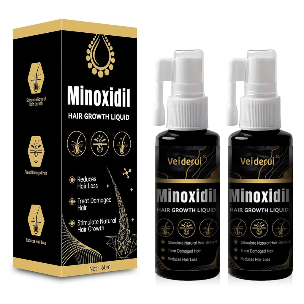 Minoxidil Hair Growth with Biotin 5%: Minoxidil for Men and Women - Hair Growth Supports Thicker and Fuller Beard & Hair(2 Pack 4Oz for 4 Month Supply)