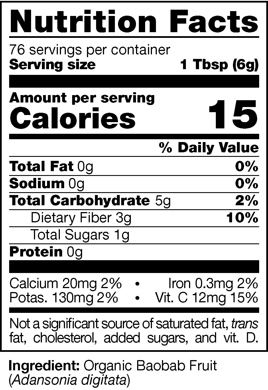 Baobab Fruit - 16 oz Powder