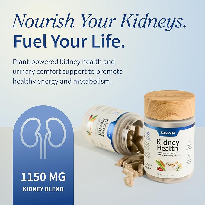 Snap Supplements Kidney Health Support Supplement - Kidney and Urinary Tract Health Support for Women and Men, 60 Vegetarian Capsules (30 Servings, 1 Month Supply)