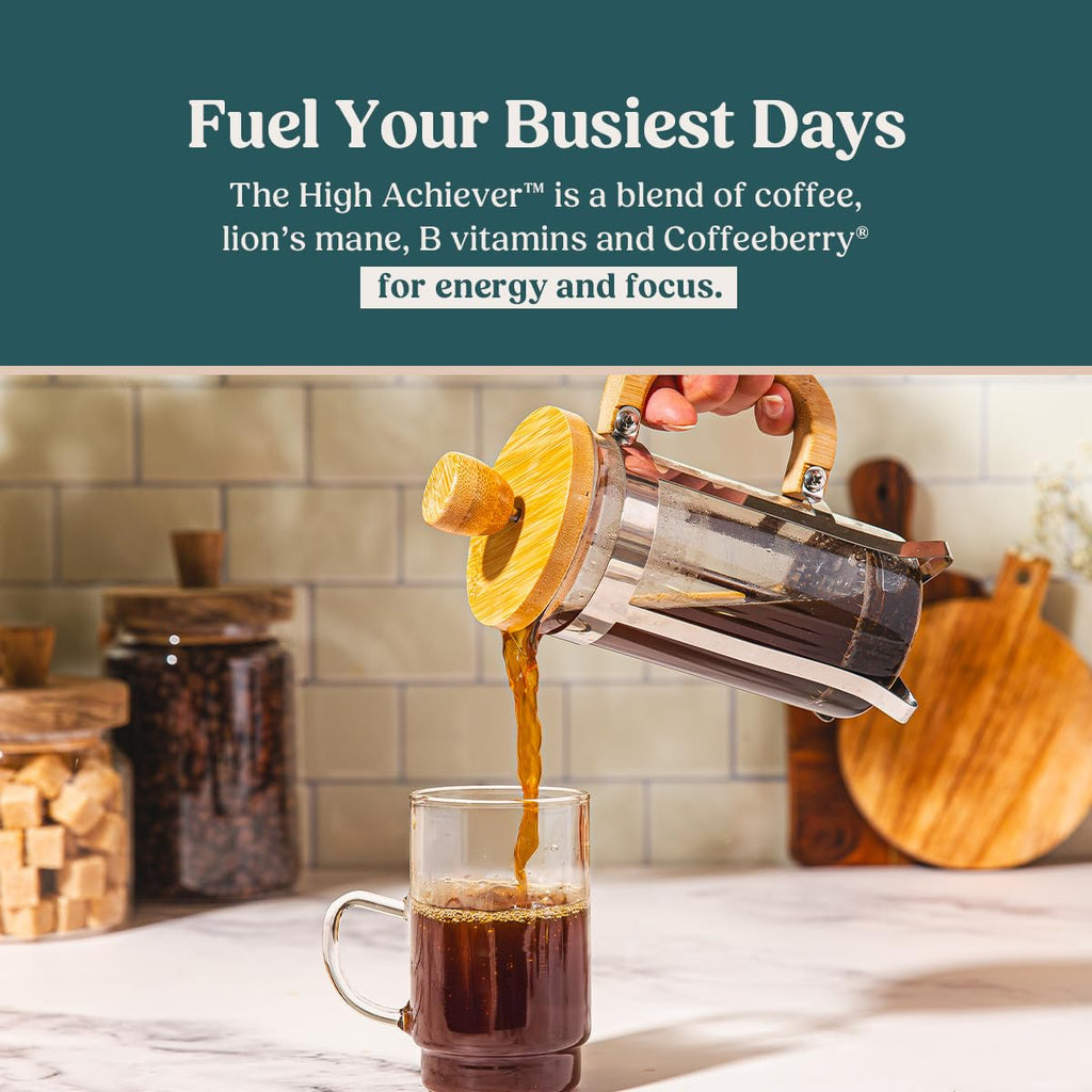 Bulletproof The High Achiever Single-Serve Pods, 72 count, Medium-Dark Roast Enhanced Coffee with Lion's Mane Mushroom, B Vitamins, and Adaptogens for Energy and Focus