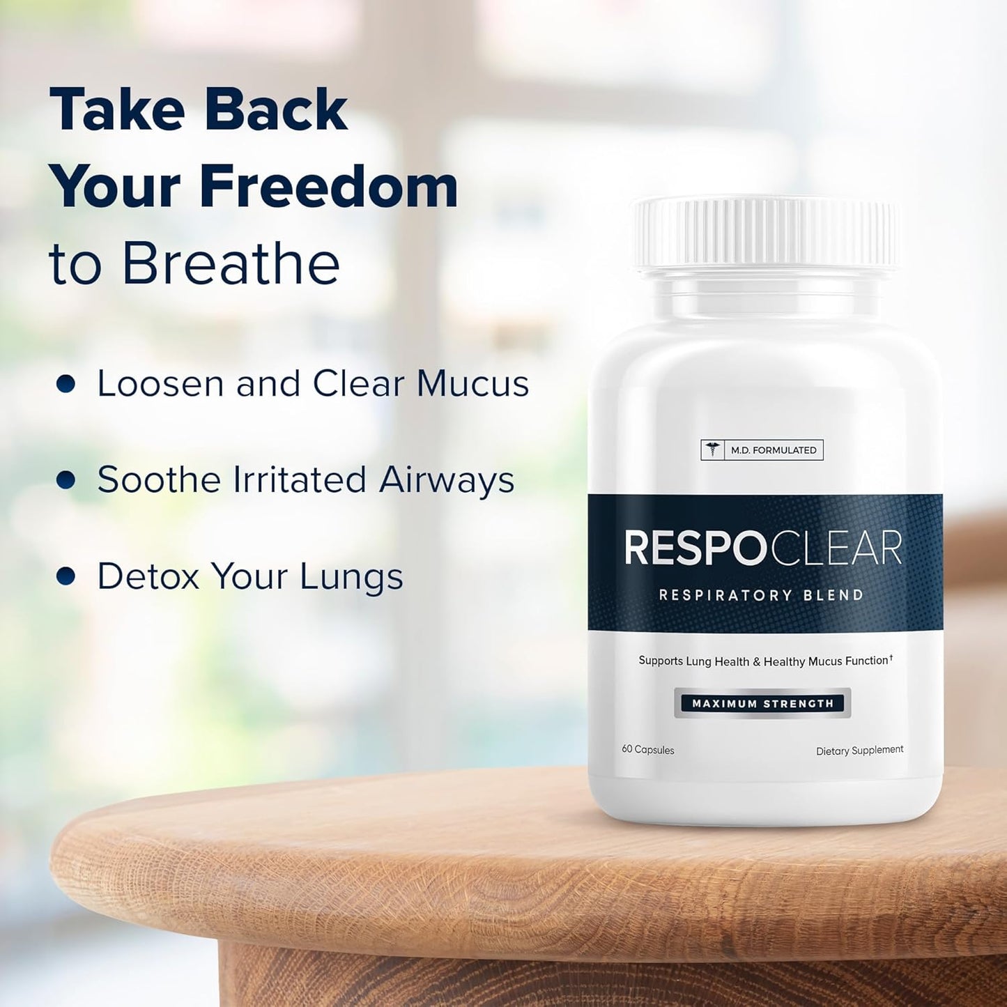 RespoClear (60 Caps): Respiratory Lung Health & Sinus Support Supplement - NAC, Elderberry, & Quercetin - Lung Detox for Smokers & The Pollution-Conscious - GMO-Free & Made in USA