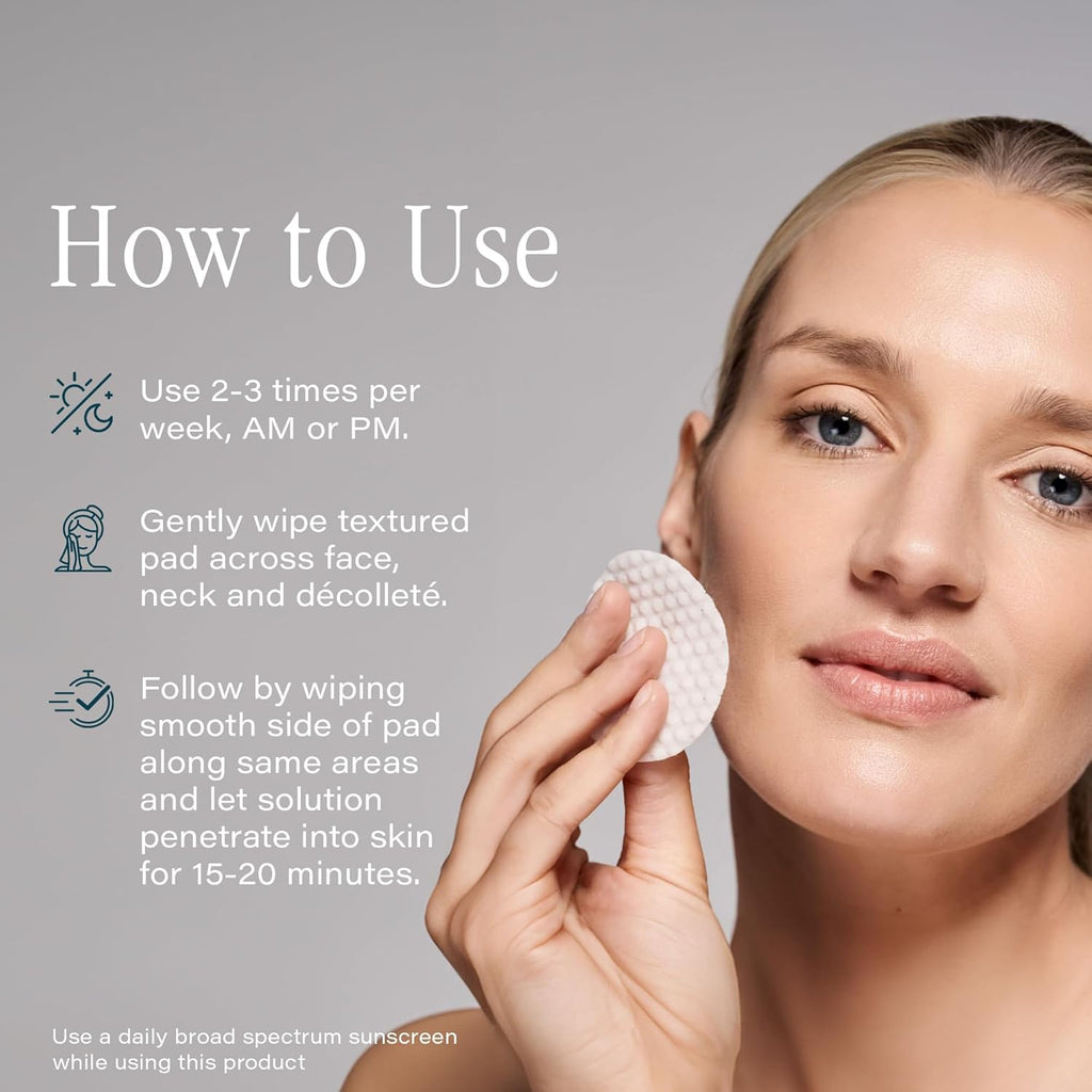 SKINN Multi-Acid Resurfacing Pads, with Glycolic, Lactic & Salicylic Acid, 60 Pads - Witch Hazel Chemical Peel for Face, Neck & Decollete Exfoliates, Brightens & Tones Skin, for Fine Lines & Wrinkles