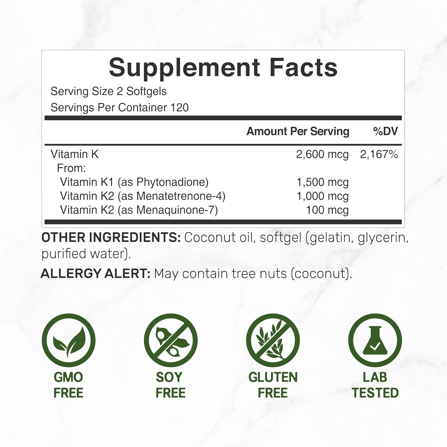 DEAL SUPPLEMENT Vitamin K Complete - 240 Coconut Oil Softgels | High Potency Vitamin K2 (MK-7 and MK-4) & K1 | Full Spectrum Triple Vitamin Ｋ | Bone, Joint, & Immune Support – Non-GMO
