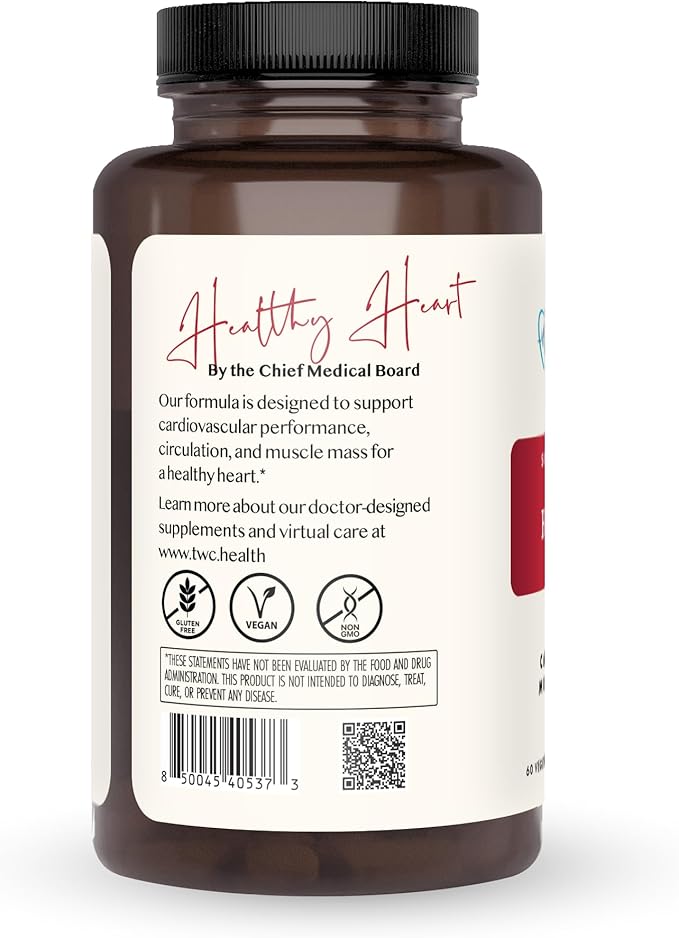 The Wellness Company Healthy Heart - Cardiovascular Strength, Blood Flow, Nitric Oxide Production & Healthy Cholesterol Levels | 60ct (1 Month Supply)