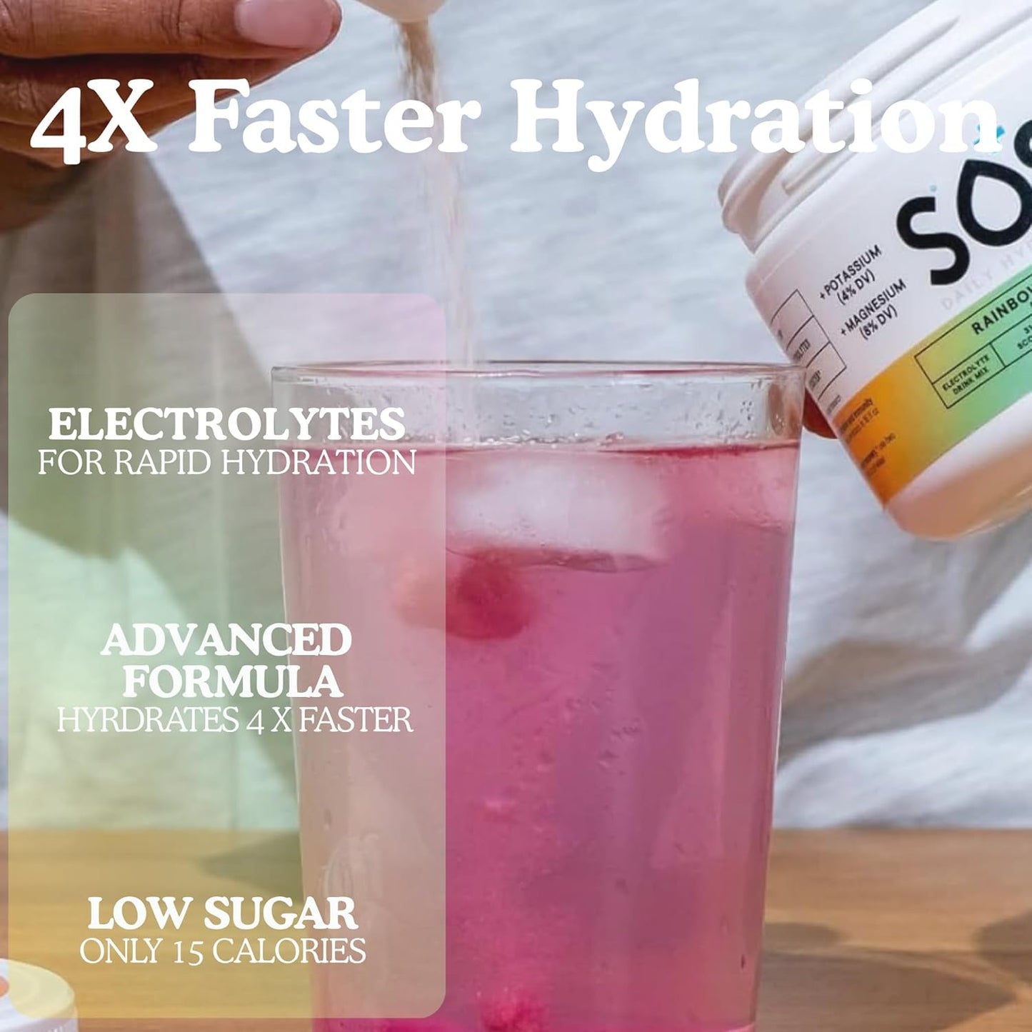 SOS Hydration ORS Electrolyte Powder Stick Packs | Oral Rehydration Solution | Low Sugar | Rapid Rehydration | Made in USA | Keto | Rainbow Sherbet | 31 Servings