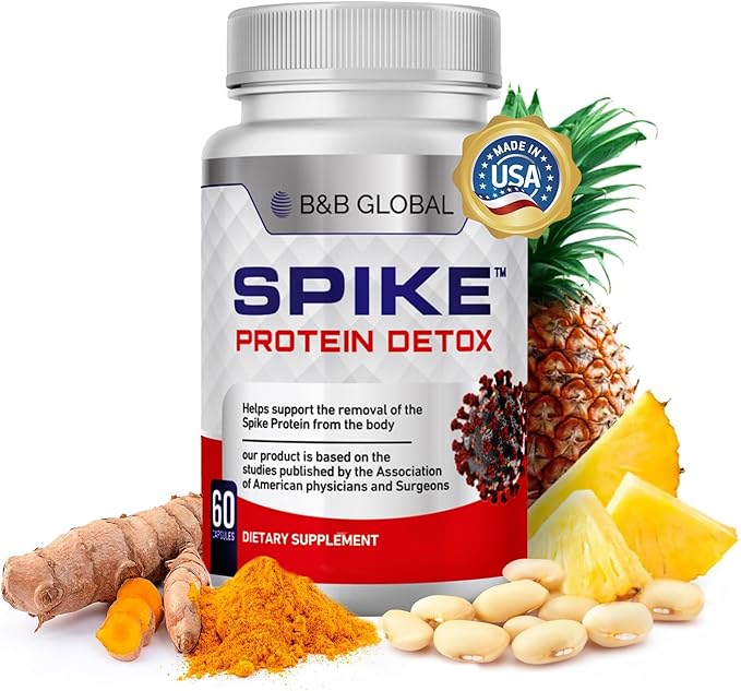 Spike Protein Detox 3-in-1 Supplement - Nattokinase 4000FU, Bromelain 500mg, Curcumin 1000mg - Unflavored Spike Support - Optimal Protein Balance for Daily Health - 60 Capsules, 30 Day Supply
