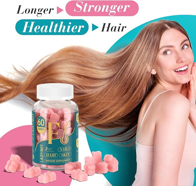 Biotin Gummies -Hair Skin and Nails Vitamins for Men & Women, Vegan Vitamin B7, Supports Hair Growth and Stronger Nails,60 Day Supply-Raspberry-2 Pack