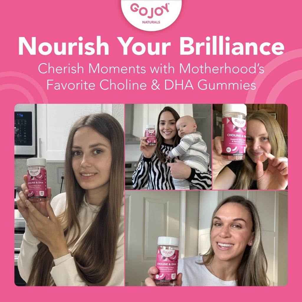 Prenatal Choline & DHA Gummies - Preconception to Postnatal Gummy Vitamin Supplement for Pregnant Women - Sweetened with Monk Fruit - 3rd Party Tested - Non GMO, Gluten Free, Vegan