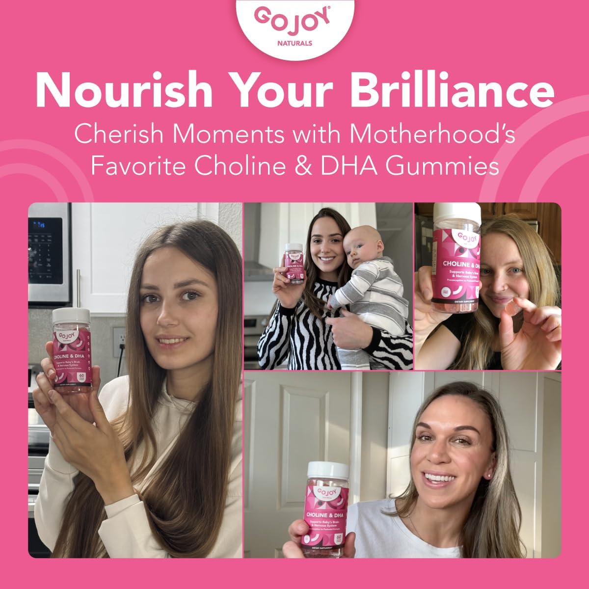 Prenatal Choline & DHA Gummies - Preconception to Postnatal Gummy Vitamin Supplement for Pregnant Women - Sweetened with Monk Fruit - 3rd Party Tested - Non GMO, Gluten Free, Vegan