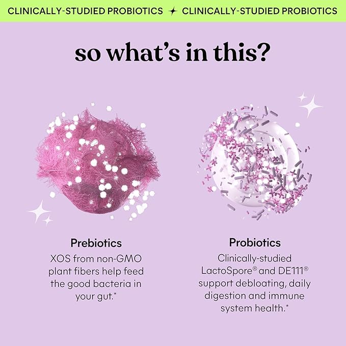 Lemme Debloat - Digestive & Gut Health Gummies with 2 Clinically Studied Probiotics & Prebiotic, Vegetarian, Gluten Free, Non GMO, BlackBerry Flavor (60 Count)