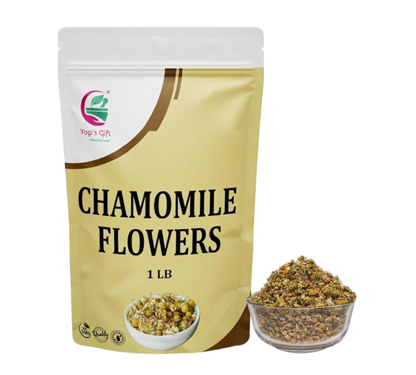 Chamomile Flowers 1 LB, 100% Natural Loose Leaf Chamomile Tea, Whole Dried Flowers for Herbal Tea, 1 LB Bulk Pack, Resealable Bag for Freshness - By Yogi’s Gift®
