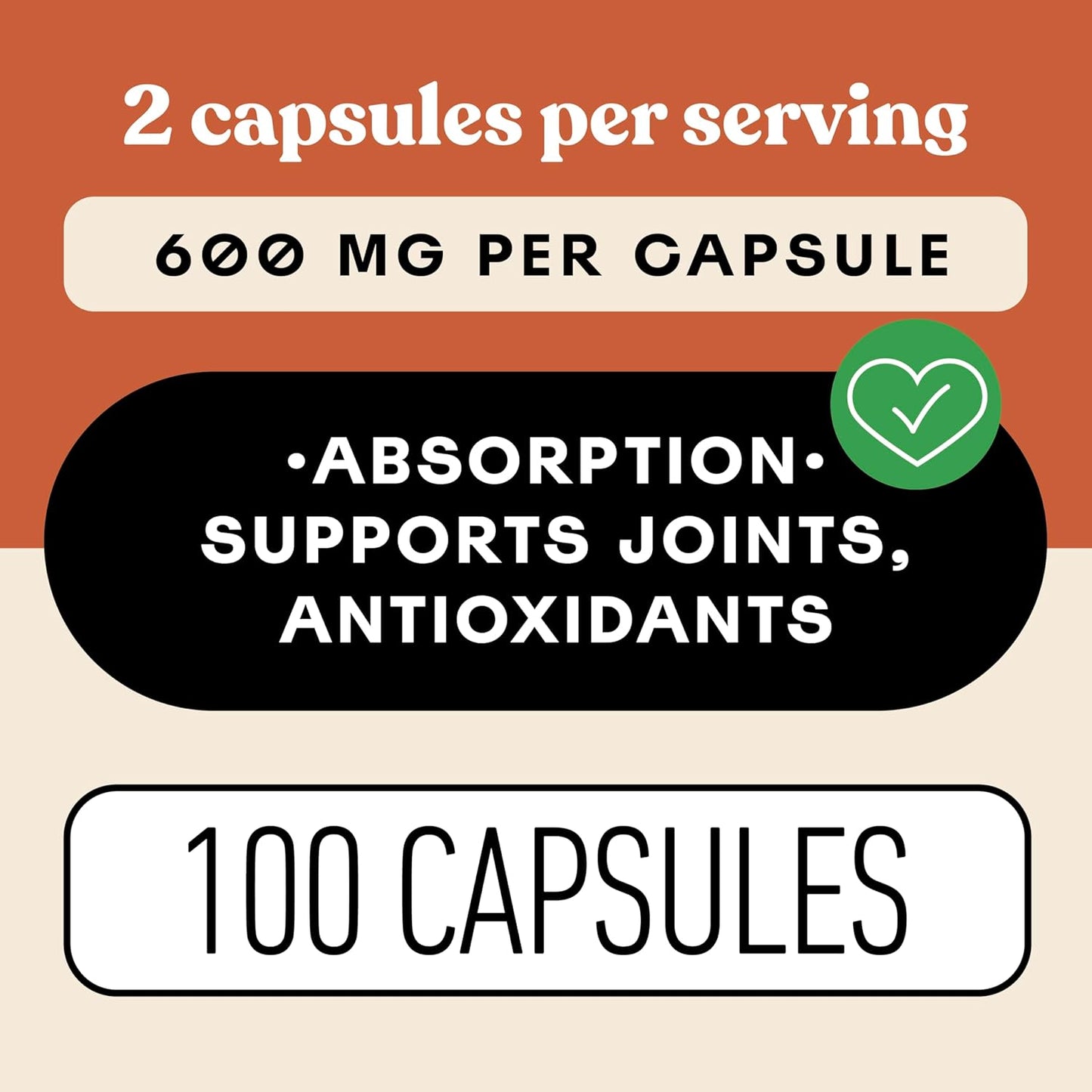 Complete Natural Products Organic Turmeric & Piperine Capsules, 600mg, 100ct, High Absorption Curcumin with Black Pepper, Plant-Based & USA Made