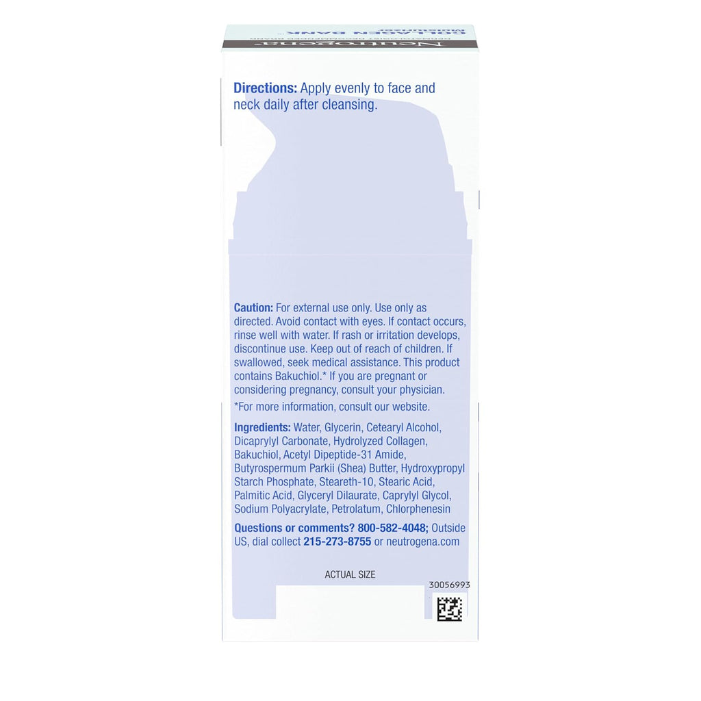 Neutrogena Collagen Bank Face Moisturizer, Larger Size Anti-Aging Face & Neck Collagen Cream, Bakuchiol, Face Lotion Supports Skin’s Natural Collagen for Visibly Plump Skin, 2.7 fl. oz
