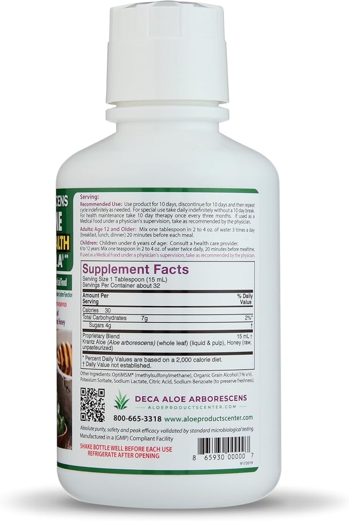 Supreme Immune Health Formula - Dr. Recommended Clinically Proven Immune Health Formula for Adults & Kids - Organic Whole Leaf Aloe Arborescens Juice + Raw Unpasteurized Honey for Immune Support -16oz