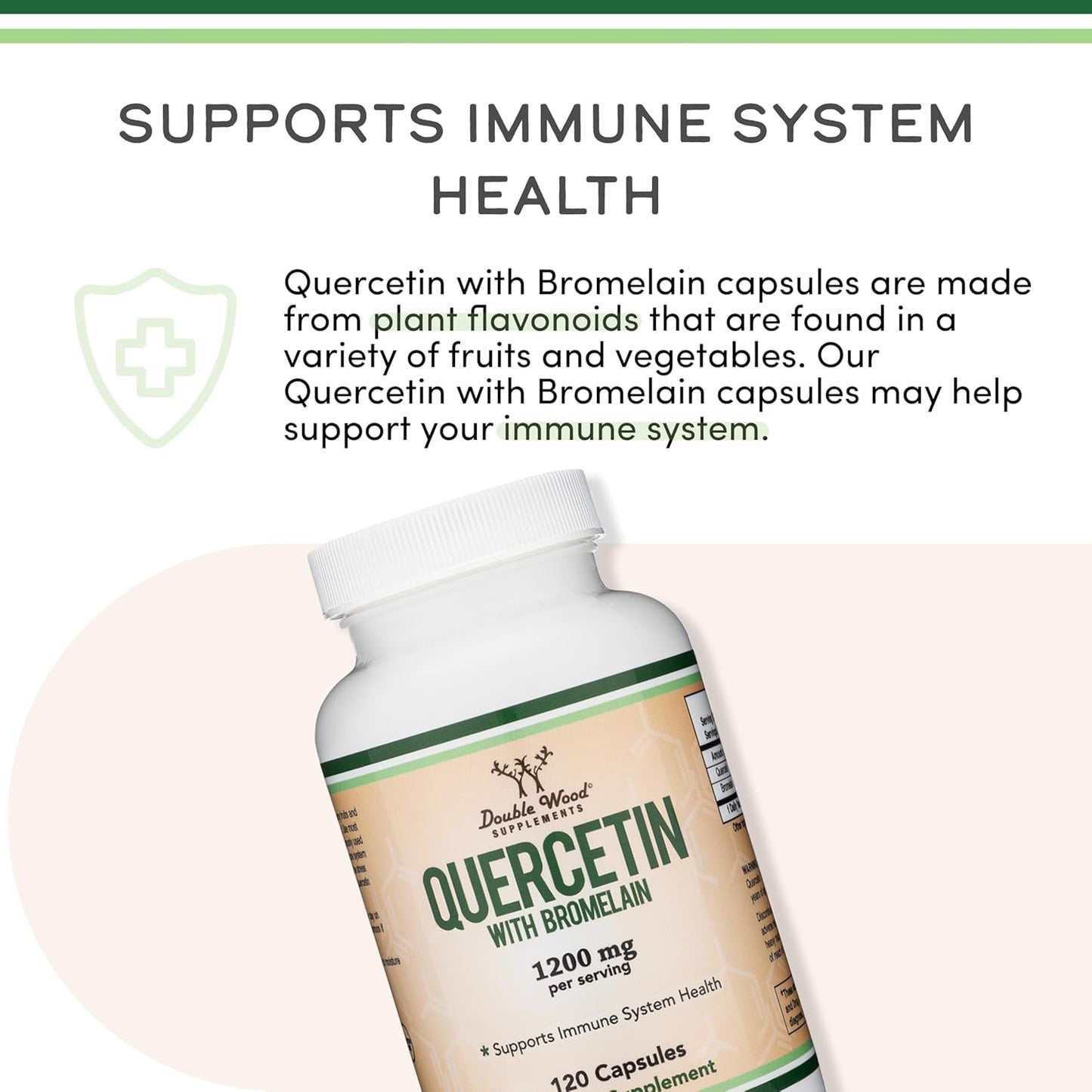 Quercetin with Bromelain - 120 Count (1,200mg Servings) Immune Health Capsules - Supports Healthy Immune Functions in Men and Women (Vegan Safe, Third Party Tested, Gluten Free) by Double Wood