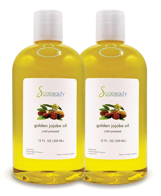 Soapeauty Golden Jojoba Oil | 100% Pure & Natural | Unrefined, Cold Pressed, Hexane Free | Moisturizing Oil for Skin, Face, Hair & Nails | 24 fl oz (2 * 12 fl oz)