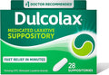 Dulcolax Stimulant Laxative Medicated Suppositories, Predictable & Effective Constipation Relief, Bisacodyl 10 mg, 28 Count, Stimulant Laxatives