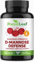 ForestLeaf D Mannose Supplements for Women & Men - D-Mannose 1000mg Capsules with Cranberry, Hibiscus & VIT C - DMannose Pills for UTI, Urinary Tract & Bladder Support - 120 Caps