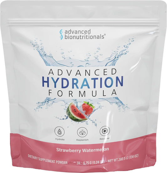 Advanced Bionutritionals Advanced Hydration Formula Electrolyte Drink Mix Powder with ElectroPrime®, L-Taurine, TyroPure™, B-Vitamins, Vitamin C – Strawberry Watermelon – 30 Stick Packs