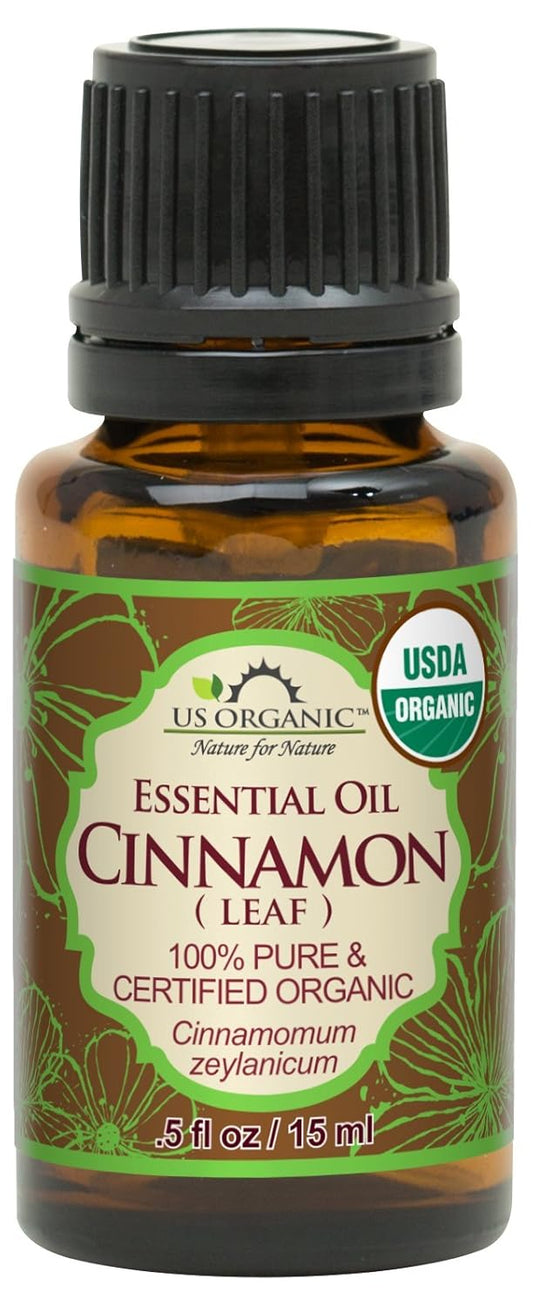 US Organic 100% Pure Cinnamon Leaf Essential Oil - USDA Certified Organic, Steam Distilled - W/Euro Dropper (More Size Variations Available) (15 ml / .5 fl oz)