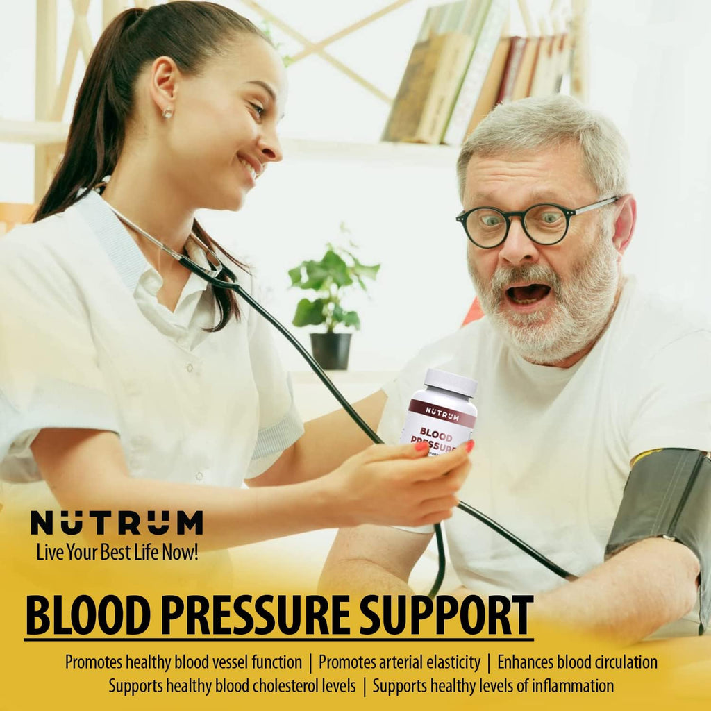Blood Pressure Support, Vegan Dietary Supplement for Normal Heart and Circulatory Health, Natural Herbal Wellness Formula with Olive Leaf, Grape Seed, and Garlic Bulb Extract, 60 Tablets