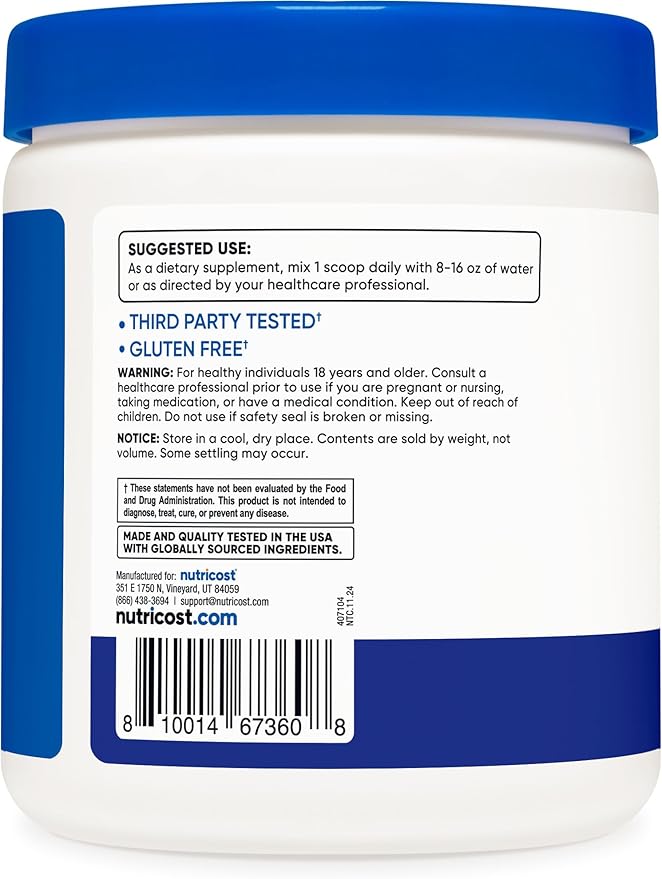 Nutricost EAA Powder 30 Servings (Blue Raspberry) - Essential Amino Acids - Non-GMO, Gluten Free, Vegetarian Friendly
