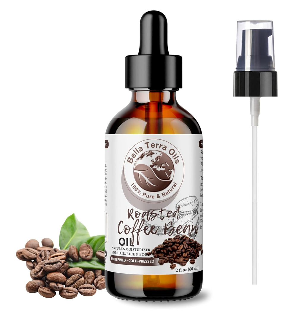 Bella Terra Oils - Roasted Coffee Bean Oil 2oz - The Ultimate Coffee Serum, Abundant in Palmitic Acid & Vitamin E, Dive into Coffee's Nourishing Embrace