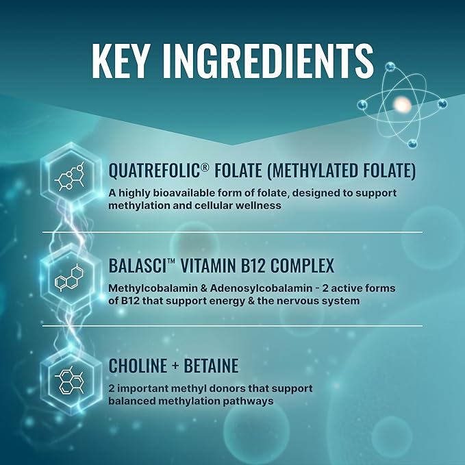 Approved Science Methylated B Complex – Full-Spectrum B-Vitamins, Quatrefolic Folate (5-MTHF), Choline, Betaine - 60 Capsules