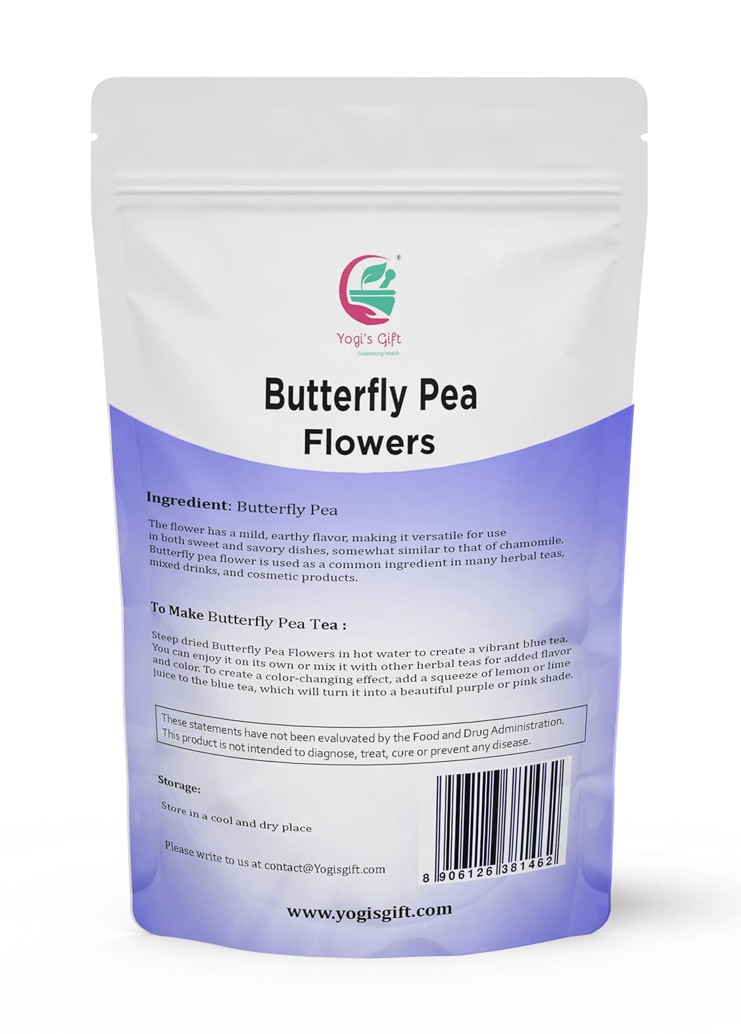 Butterfly Pea Flower Dried 1 LB (1000+ Cups) | Blue Butterfly Pea Flower Tea | BLUE TEA HERBAL TEA | Beautiful Blue Or Purple Food Coloring | Premium Quality | By Yogi's Gift®