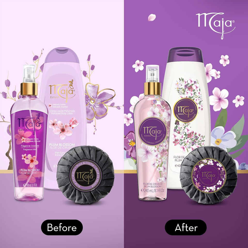 Maja Plum Blossom Body Lotion, Perfumed Body Lotion with Almond Oil and Vitamin E for Dry Skin, Keeping your Skin Hydrated, Floral and Fruity Fragrance, 2-Pack of 13.5 FL Oz each, 2 Bottles