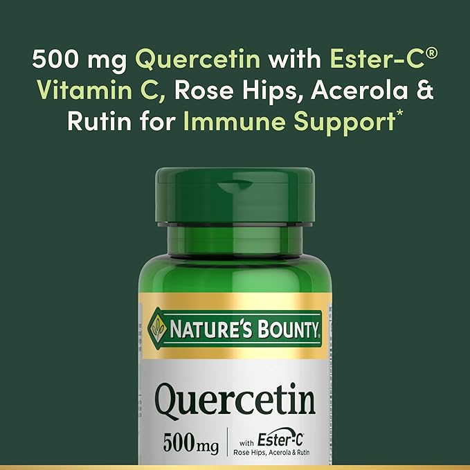 Nature's Bounty Quercetin, Immune Support, 500mg, with Vitamin C, Rose Hips, & Rutin, 60 Count (Pack of 2)